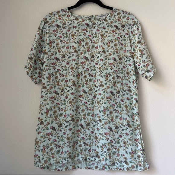 Vintage Massardi 100% Silk Floral Short Sleeve Top Blouse - Picture 1 of 8